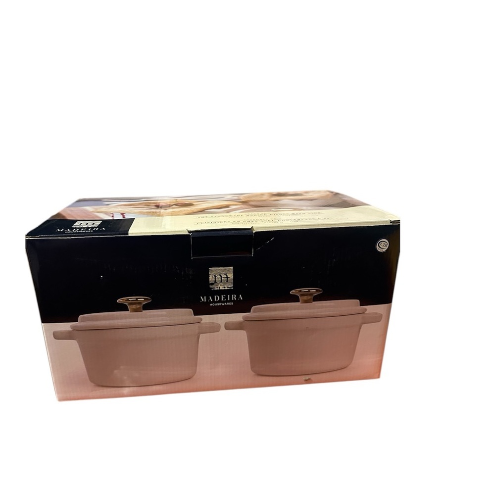 . MADEIRA 5QT STONEWARE BAKING DISHES WITH LIDS